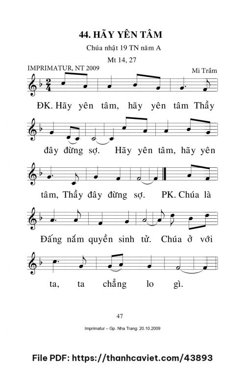 Hãy yên tâm [CN19 TNA] – - Lm. Mi Trầm - trang 1