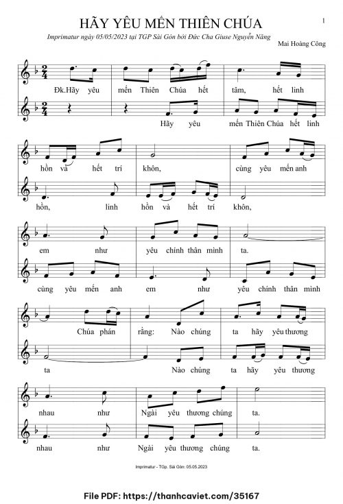 Hãy yêu mến Thiên Chúa - Mai Hoàng Công - trang 1