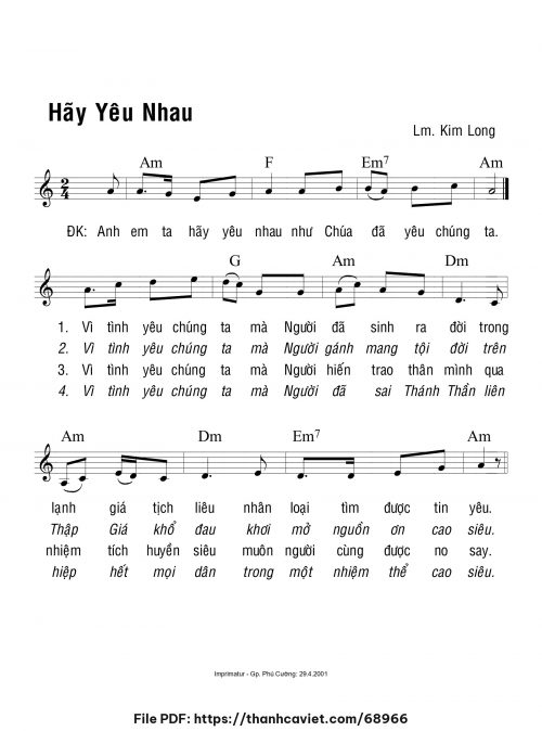 Hãy yêu nhau - Lm. Kim Long - trang 1