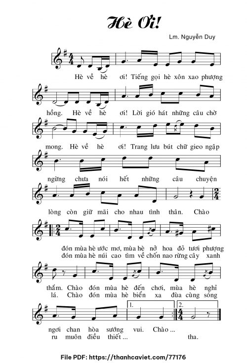 Hè ơi - Lm. Nguyễn Duy - trang 1