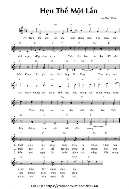 Hẹn thề một lần - Lm. Dao Kim - trang 1