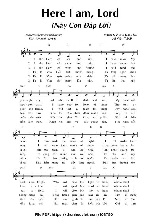 Here I Am Lord - T.D.P (Nhạc Ngoại, lời Việt) - trang 1