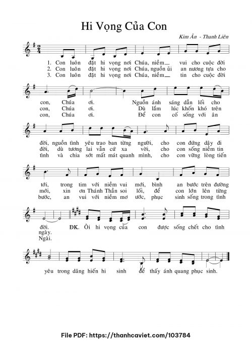 Hi Vọng Của Con - Kim Ân - Thanh Liên - trang 1