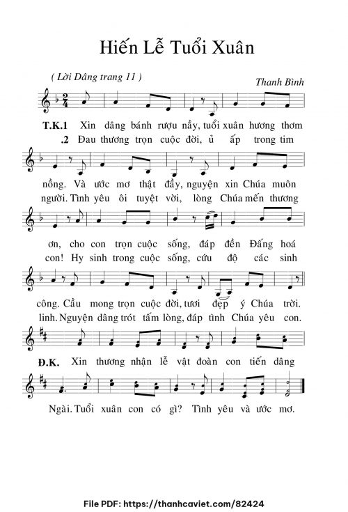 Hiếến lễ tuổi xuân - Lm. Thanh Bình - trang 1