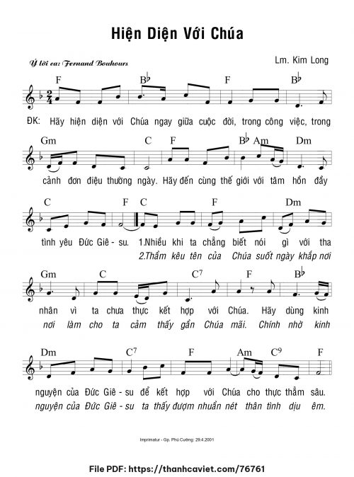 Hiện diện với Chúa - Lm. Kim Long - trang 1