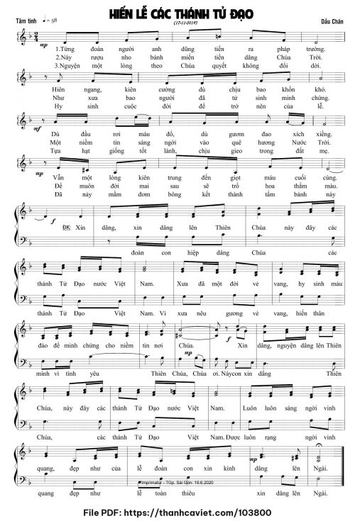Hiến lễ Các Thánh Tử Đạo - Dấu Chân - trang 1