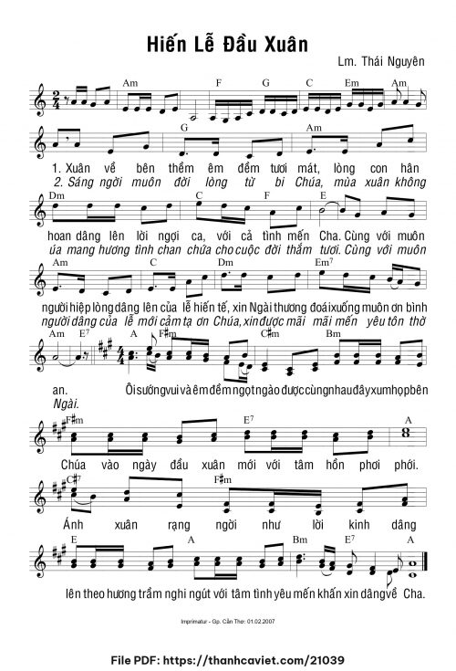 Hiến lễ đầu xuân - Lm. Thái Nguyên - trang 1