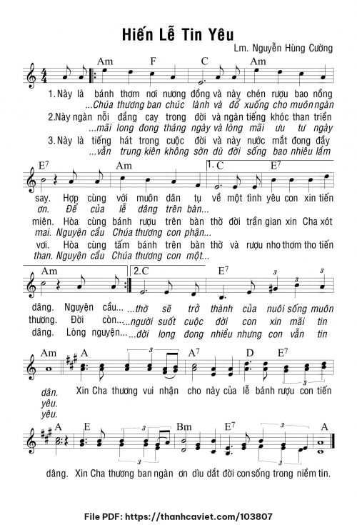 Hiến lễ tin yêu - Lm. Nguyễn Hùng Cường - trang 1