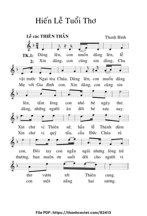 Hiến lễ tuổi thơ - Lm. Thanh Bình - trang 1