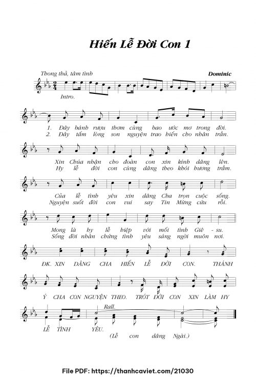 Hiến lễ đời con 1 - Lm. Dominic - trang 1