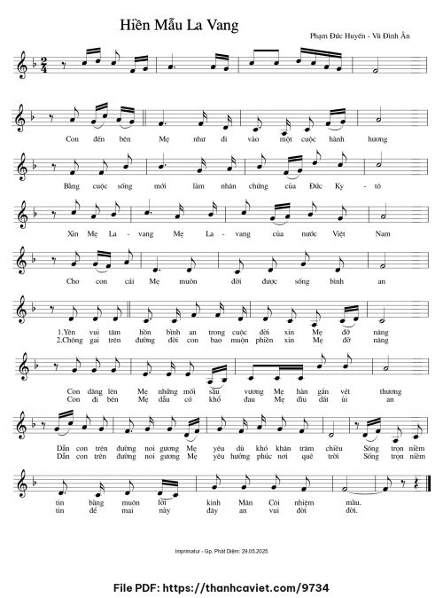 Hiền mầu La Vang - Phạm Đức Huyến - Vũ Đình Ân - trang 1