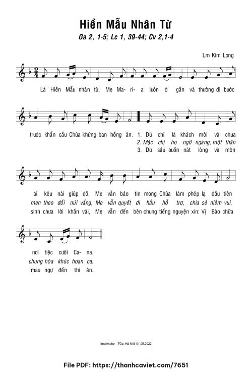 Hiền mẫu nhân từ - Lm. Kim Long - trang 1