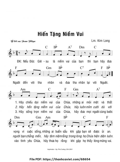 Hiến tặng niềm vui - Lm. Kim Long - trang 1