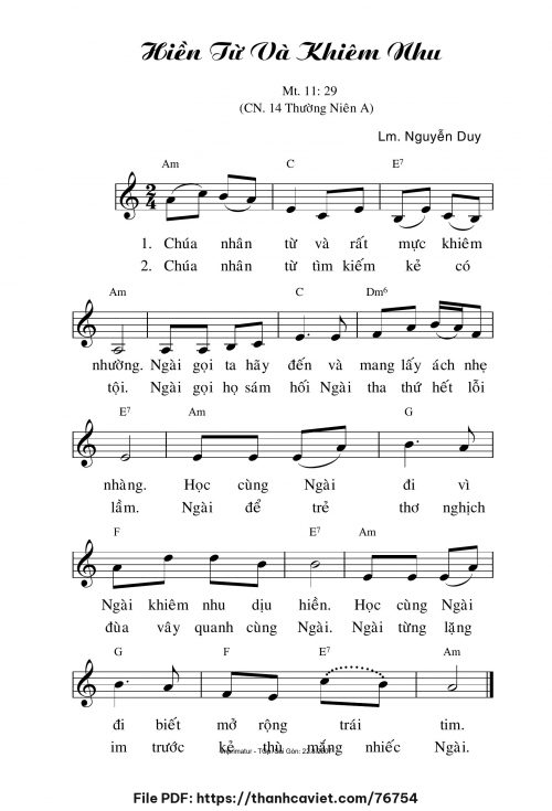Hiền từ và khiêm nhu - Lm. Nguyễn Duy - trang 1