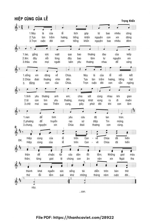 Hiệp cùng của lễ - Lm. Trọng Khẩn - trang 1