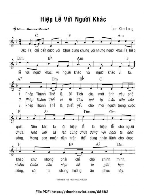 Hiệp lễ với người khác - Lm. Kim Long - trang 1