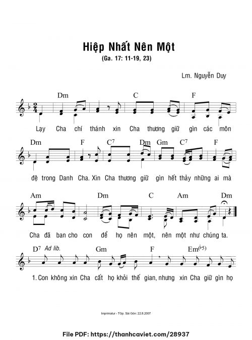 Hiệp nhất nên một - Lm. Nguyễn Duy - trang 1