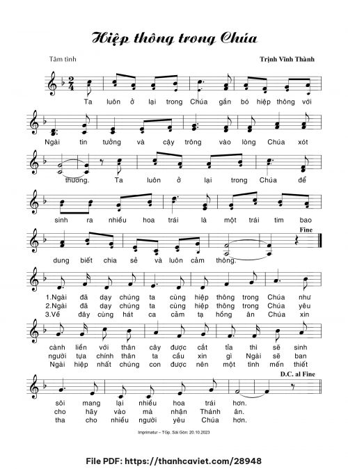 Hiệp thông trong Chúa - Trịnh Vĩnh Thành - trang 1