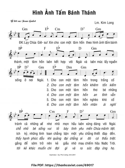 Hình ảnh tấm bánh thánh - Lm. Kim Long - trang 1