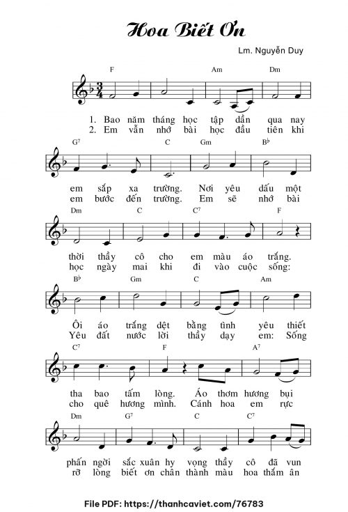 Hoa biết ơn - Lm. Nguyễn Duy - trang 1