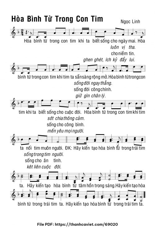 Hòa bình từ trong con tim - Ngọc Linh - trang 1