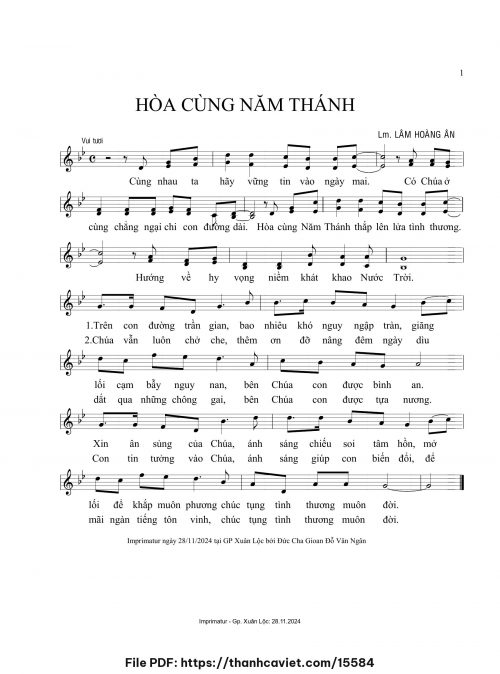 Hòa cùng Năm Thánh - Lm. Lâm Hoàng Ân - trang 1