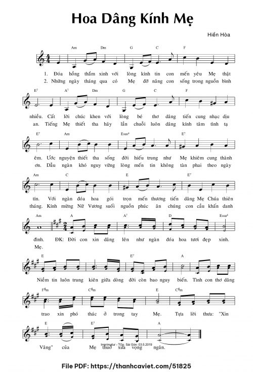 Hoa dâng kính Mẹ - Sr. Hiền Hòa - trang 1