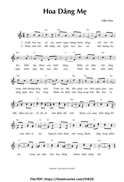 Hoa dâng Mẹ - Sr. Hiền Hòa - trang 1