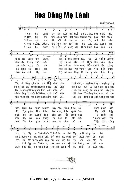 Hoa dâng Mẹ lành - Thế Thông - trang 1
