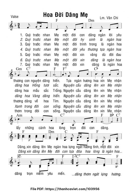 Hoa đời dâng Mẹ - Lm. Văn Chi - trang 1