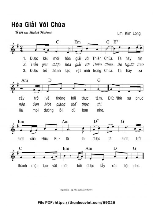 Hòa giải với Chúa - Lm. Kim Long - trang 1