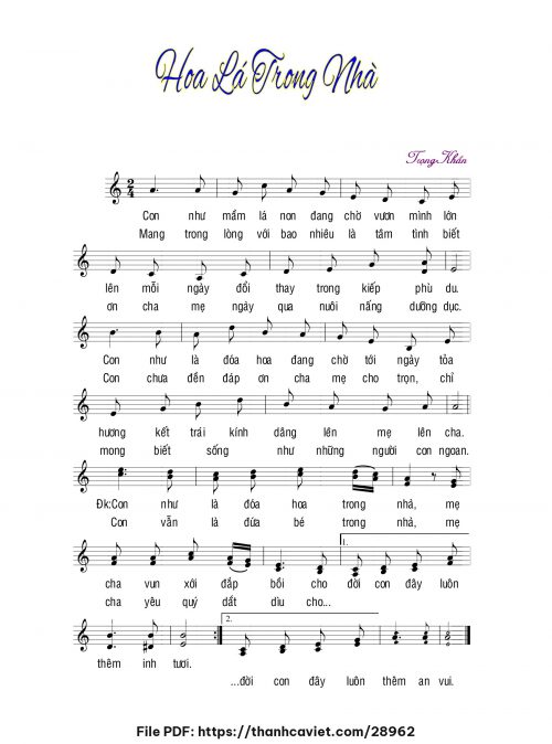 Hoa lá trong nhà - Lm. Trọng Khẩn - trang 1