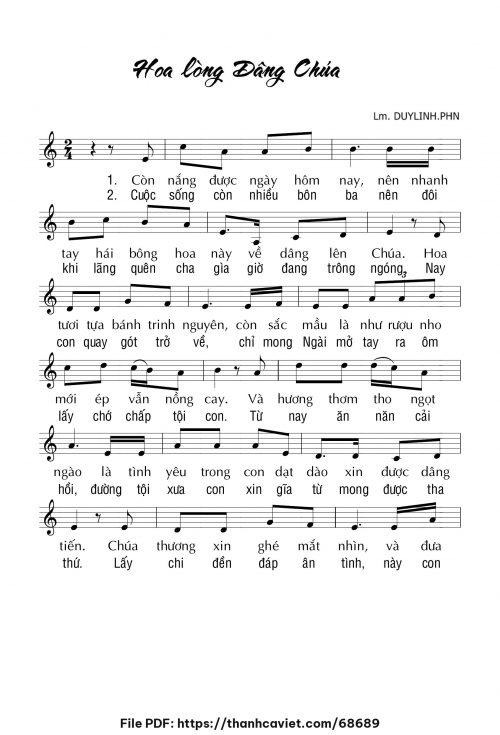 Hoa lòng dâng Chúa - Lm. DUYLINH.PHN - trang 1