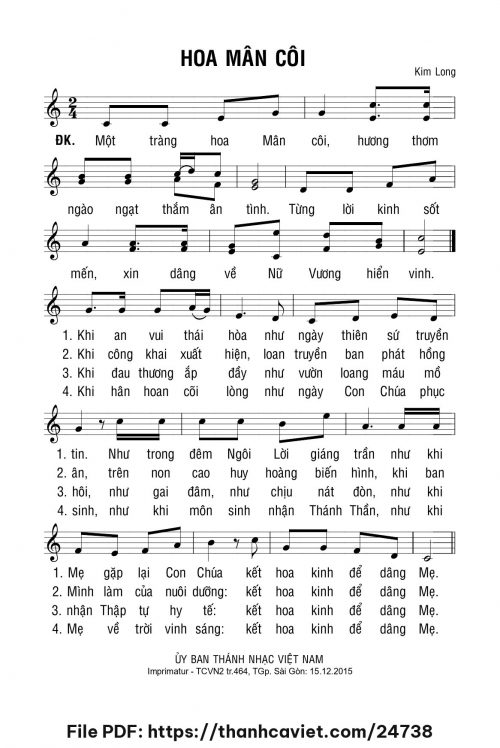 Hoa Mân Côi - Lm. Kim Long - trang 1