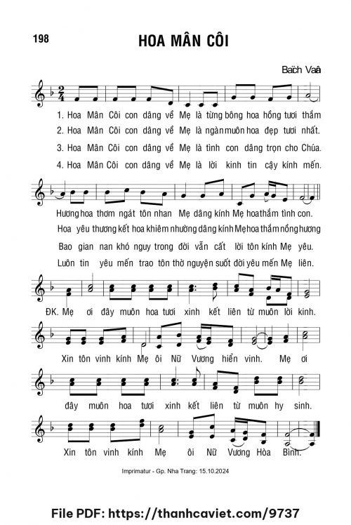 Hoa Mân Côi - Lm. Bạch Vân - trang 1