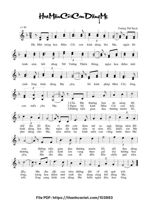 Hoa Mân Côi con dâng Mẹ - Trương Thế Bạch - trang 1