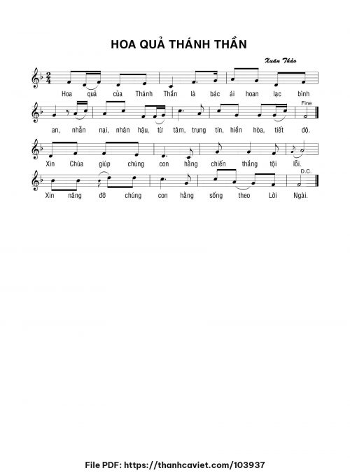 Hoa quả Thánh Thần - Lm. Xuân Thảo - trang 1