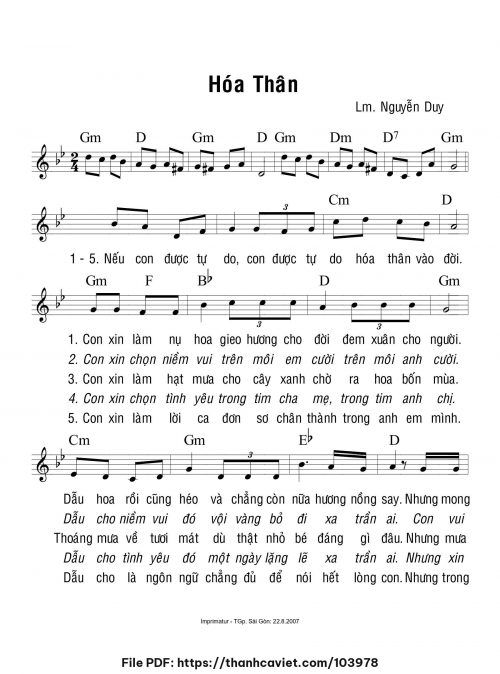 Hoá thân - Lm. Nguyễn Duy - trang 1