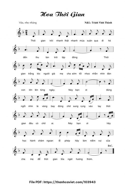 Hoa thời gian - Trịnh Vĩnh Thành - trang 1