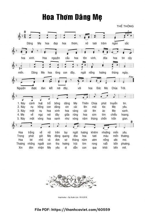 Hoa thơm dâng Mẹ - Thế Thông - trang 1