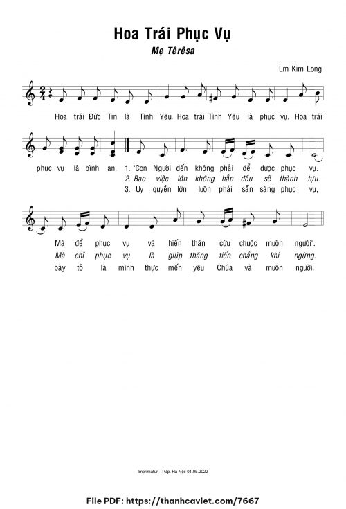 Hoa trái phục vụ - Lm. Kim Long - trang 1