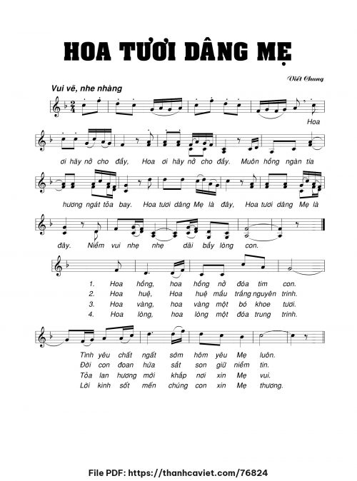 Hoa tươi dâng Mẹ - Viết Chung - trang 1
