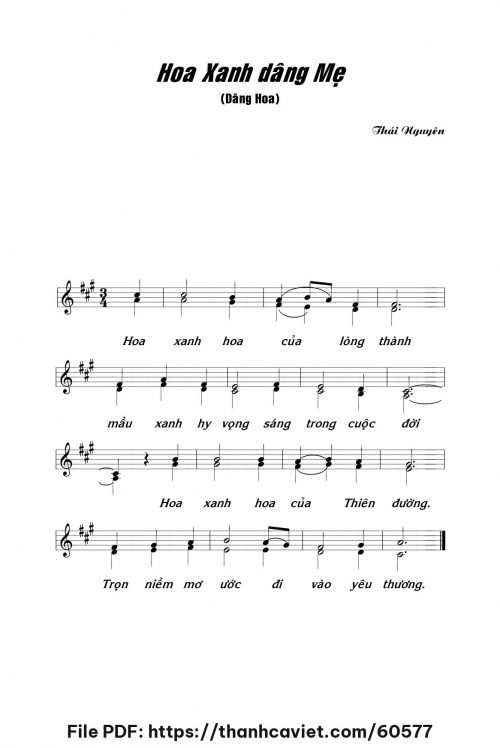 Hoa xanh dâng Mẹ - Lm. Thái Nguyên - trang 1