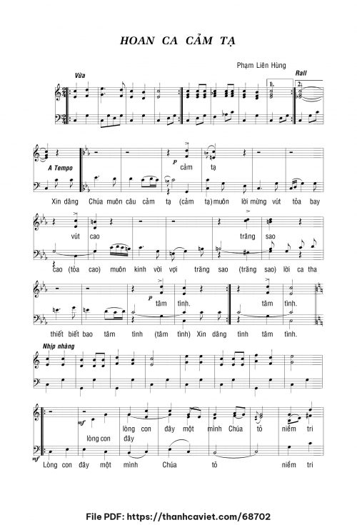 Hoan ca cảm tạ - Lm. Phạm Liên Hùng - trang 1