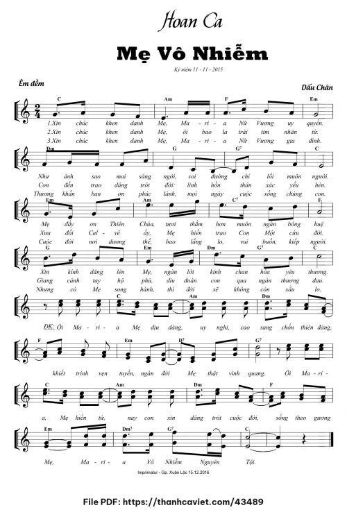 Hoan ca Mẹ Vô Nhiễm - Dấu Chân - trang 1