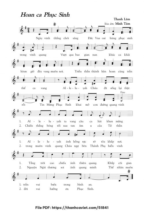 Hoan ca Phục Sinh - Thanh Lâm (Song Mộc) - trang 1