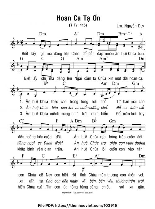 Hoan ca tạ ơn - Lm. Nguyễn Duy - trang 1