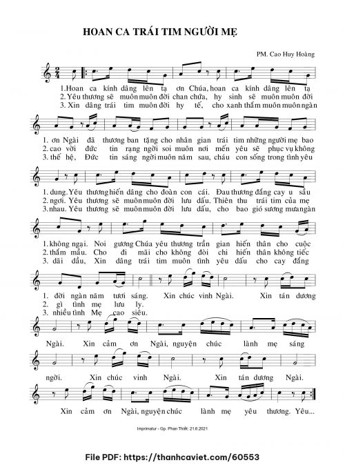 Hoan ca trái tim người Mẹ - Cao Huy Hoàng - trang 1