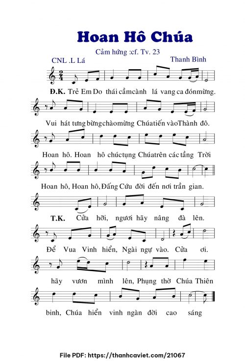 Hoan hô Chúa - Lm. Thanh Bình - trang 1