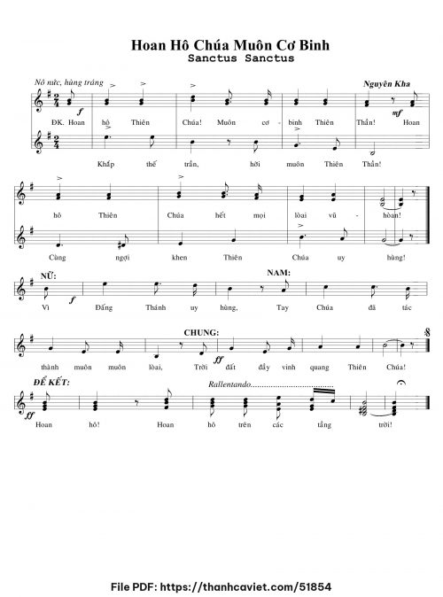 Hoan hô Chúa muôn cơ binh - Nguyên Kha - trang 1